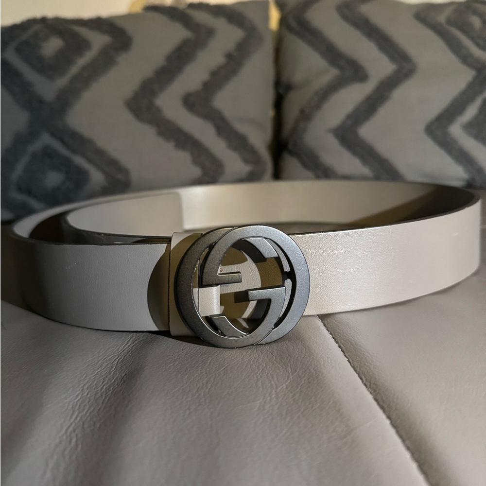 Gray Gucci Belt Black Gucci buckle